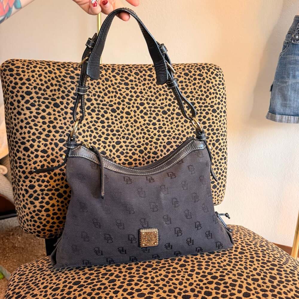 Dooney & Bourke Monogram Signature Canvas Black Shoulder Bag Handbag